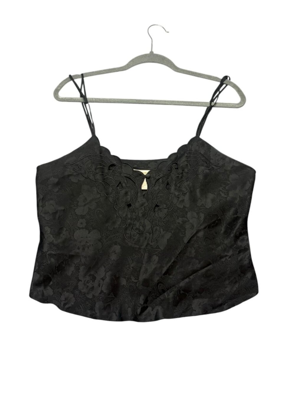 Victoria's Secret Gold Label Size M Vintage Black Cami Tank Top Satin Floral
